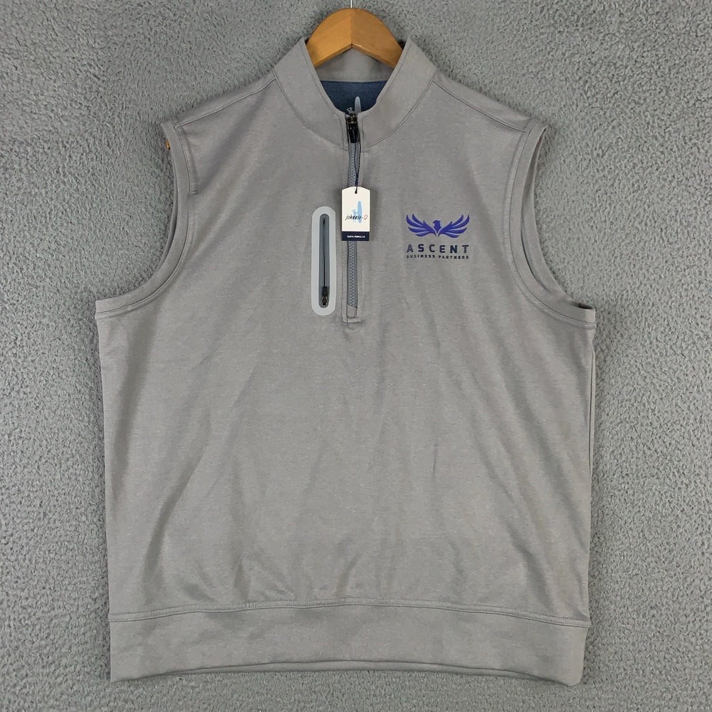 Johnnie-O Denny Golf Vest Mens Large L Steel 1/4 Zip Performance Sporty NWT $138